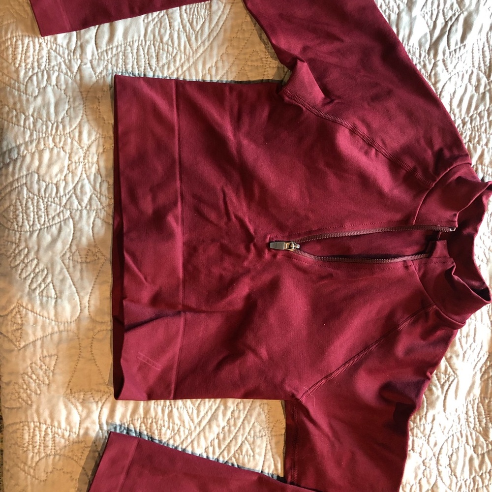 T/Ala crop long sleeve zip top